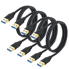 USB 3.0 A to A Cable, 4-Pack 1M/3Ft Short Type A Male to Male Braided USB Cab...