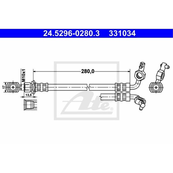 ATE Bremsschlauch Bremsleitung Hinten Links FüR Toyota RAV 4 II 24.5296-0280.3-image