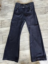 VINTAGE Seafarer Uniform Wool Sailor Bellbottom Pants 15 Button Front 32x43 USA