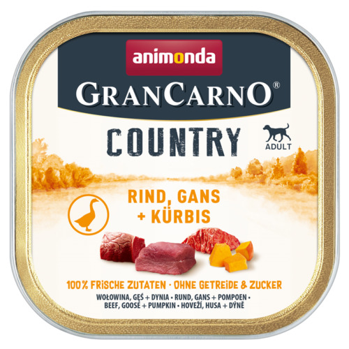 Animonda Dog GranCarno Country Adult Rind Gans & Kürbis 44 x 150g (1211€/kg)
