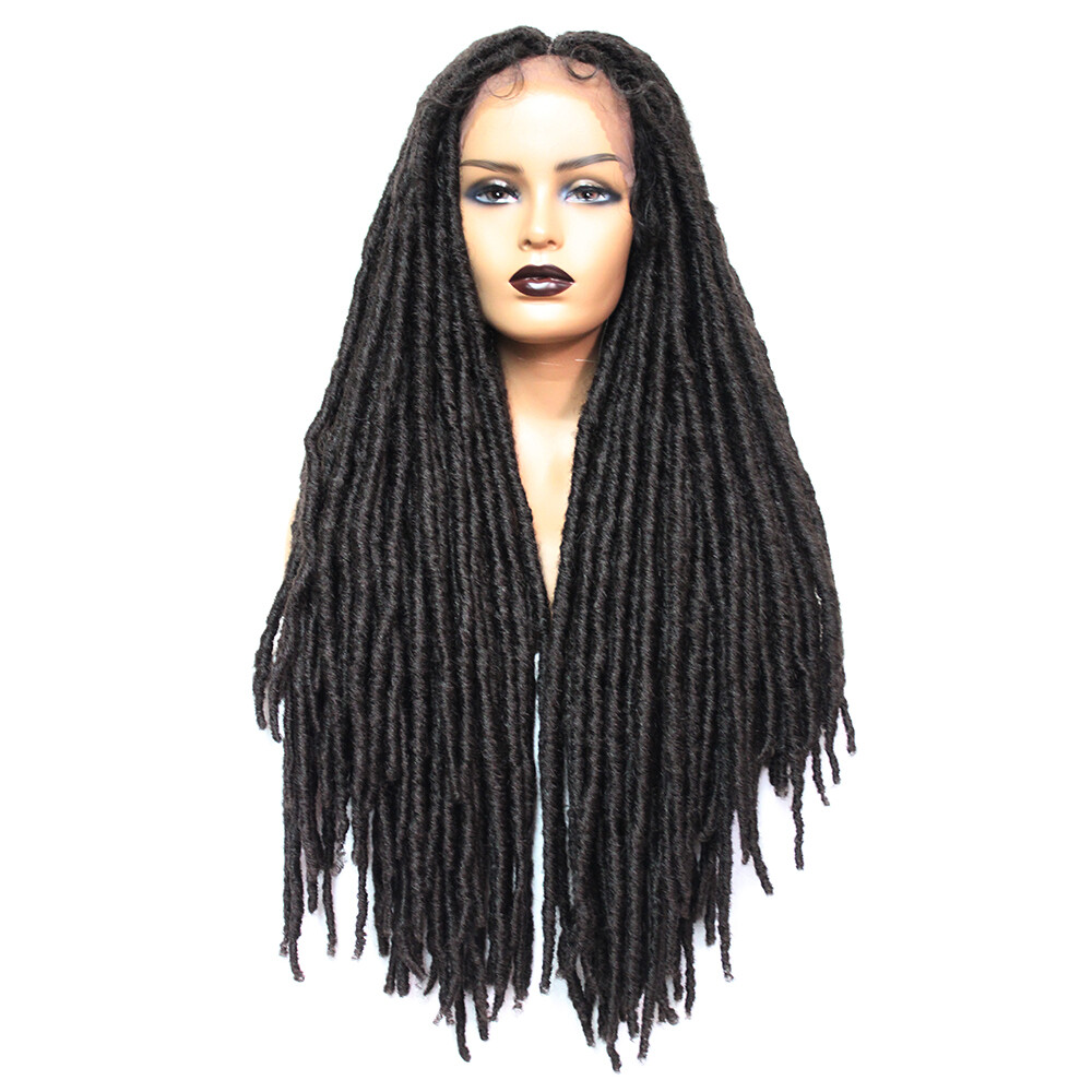 Braided Lace Front Wig Faux Locs Crochet Braid Hair Dreadlock Wigs