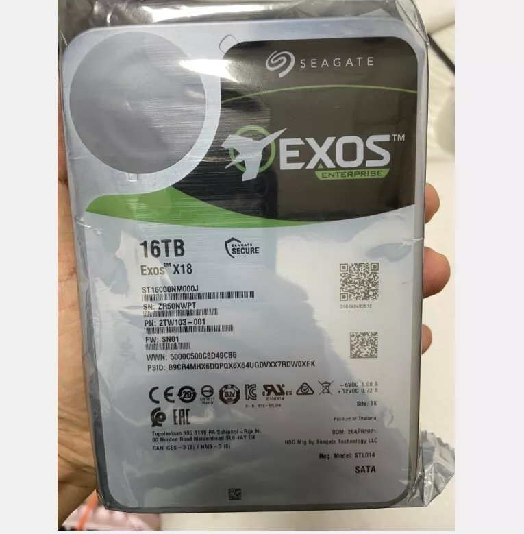 Seagate Exos X18 16TB 7.2K RPM 3.5'' SATA 6Gb/s Internal HDD Seagate Exos X18 16TB 7.2K RPM 3.5'' SATA 6Gb/s Internal HDD