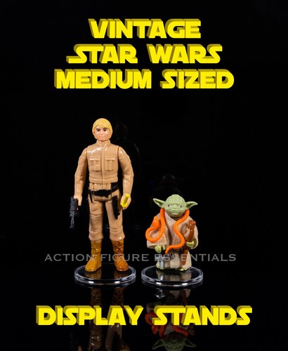 Star Wars Figure Display Stands 1.5” Clear Medium Vintage 1977-1985 Bases - Picture 5 of 8