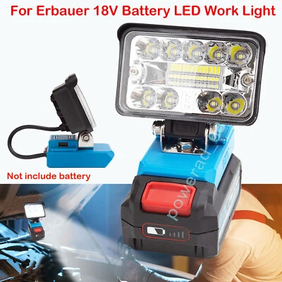 DEMKMILRI For Erbauer EXT 18V Battery LED Work Light High Brightness Torch Flood LED Light