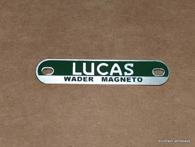 Lucas WADER Magneto Badge Plate NEW Triumph BSA Norton 250 350 500 650 green