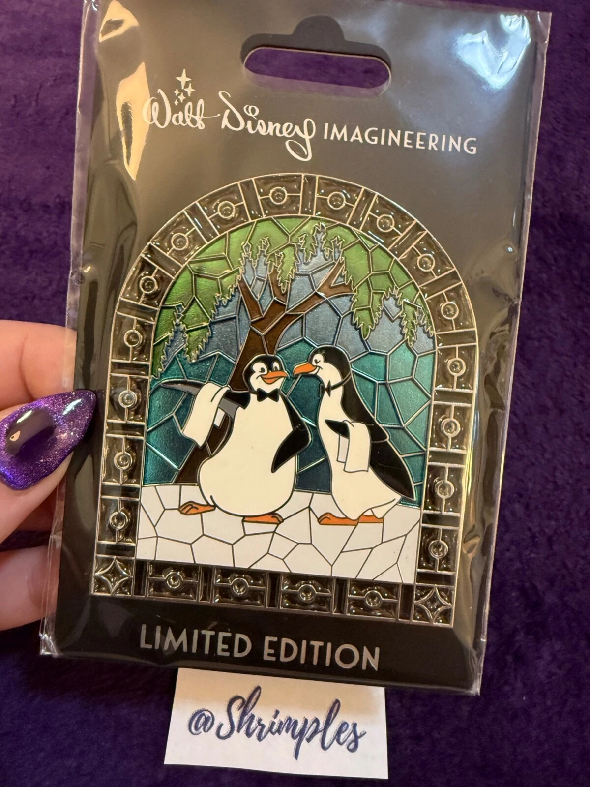 DISNEY PIN WDI Birds Stained Glass Window PENGUINS MARY POPPINS NEW Card LE 300