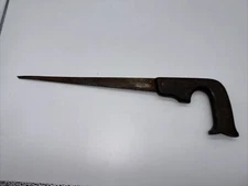 Antique Vintage Open Handle Carpenter Wood Hand Saw Carved Handle