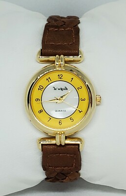 Ladies Le Watch by QuinTel Elegant Gold Tone Brown Braided Band Analog Watch C1