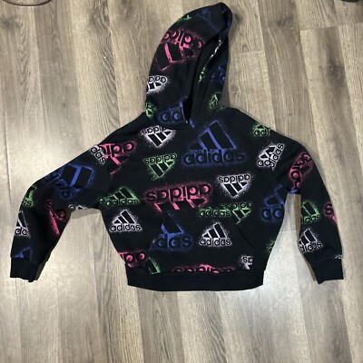 Adidas Sweater Boys Small Black Red Hoodie Sweatshirt Youth Kids