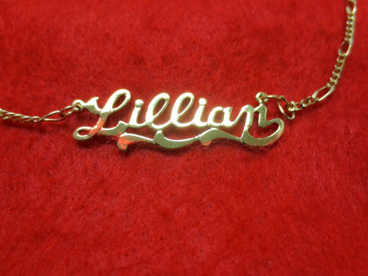 14KT GOLD EP 2MM FIGARO ANKLET OR NECKLACE WITH THE NAME LILLIAN
