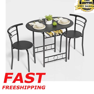 Dining Table Set 3 Pcs Storage Rust Resistance Wine Rack Stability Balcony Hot