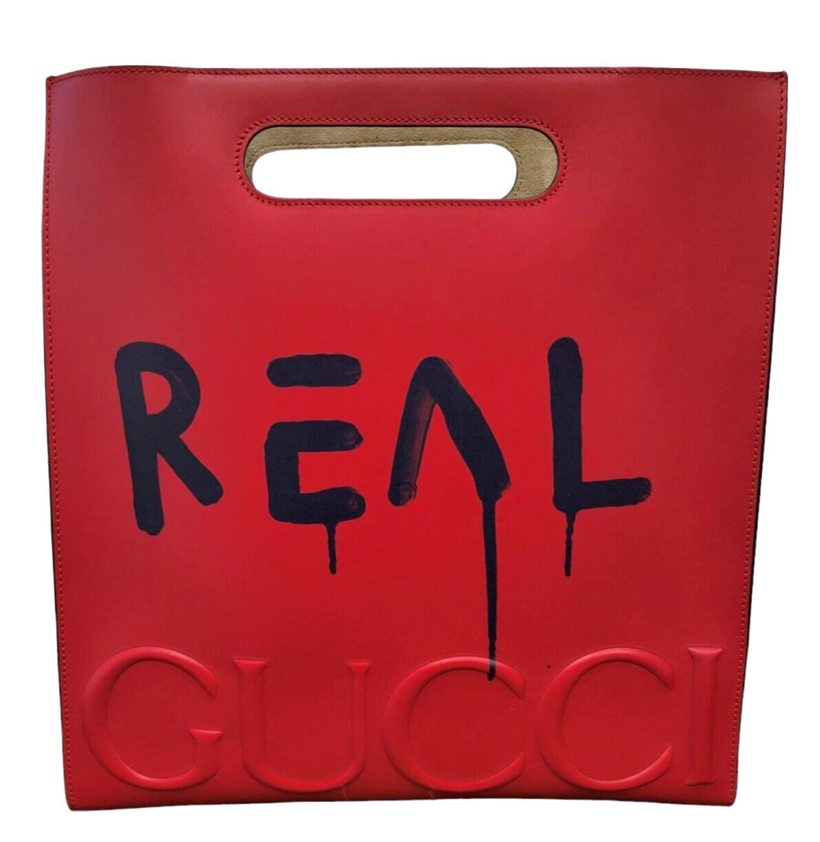 バッグ Gucci ghost REAL bag Gucci Ghost REAL Black Leather Graffiti Tote Bag/Certified