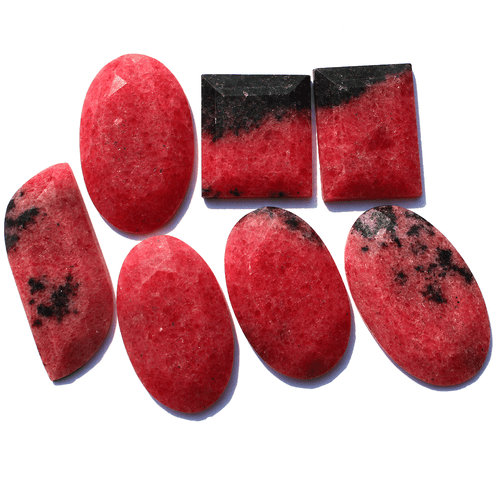 424 Cts ~ 7 Pcs Natural Rhodonite Top Grade 27mm-44mm Faceted Cut Gemstones Lot - Picture 7 of 10