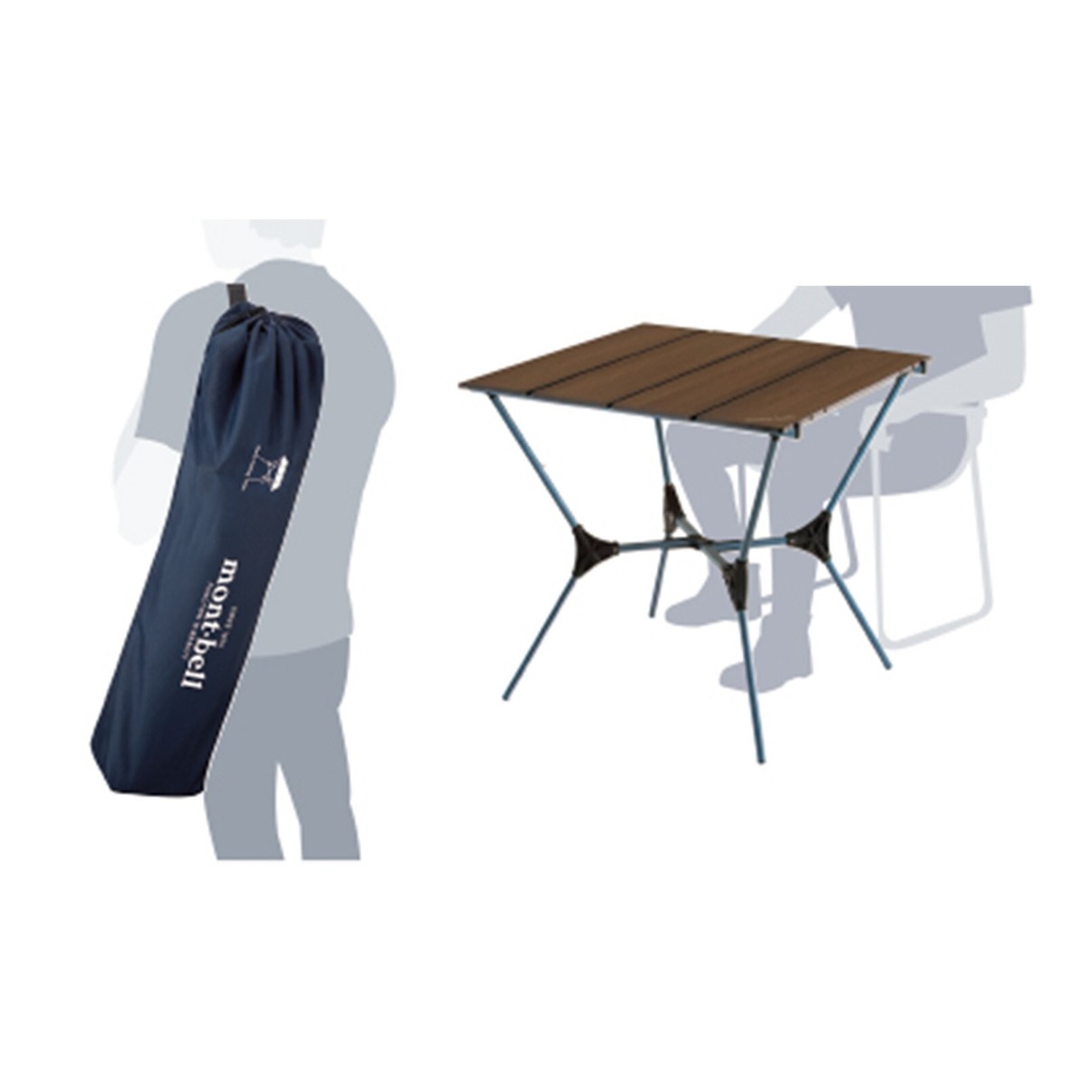 mont-bell LW Multi Folding Table Blue Black BLBK Stuff Bag
