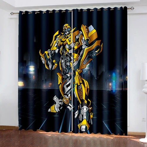 Curtains Eyelet Blackout Opaque Bedroom/Living Room/Door Transformers Bumblebee - Picture 1 of 23