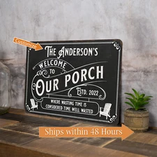 Personalized Welcome to Our Porch Sign Backyard BBQ Beer Home Decor 108120111001