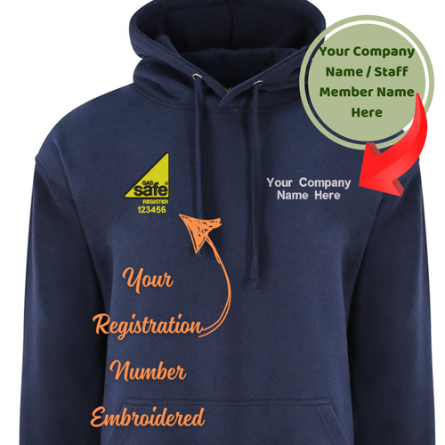 Gas Safe Work Wear Hoodie - Customised With Your Company Name & Reg Number - 第 1/16 張圖片