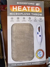 Biddeford Heated Microplush Throw 6-Heat Settings Red & Blue Plaid