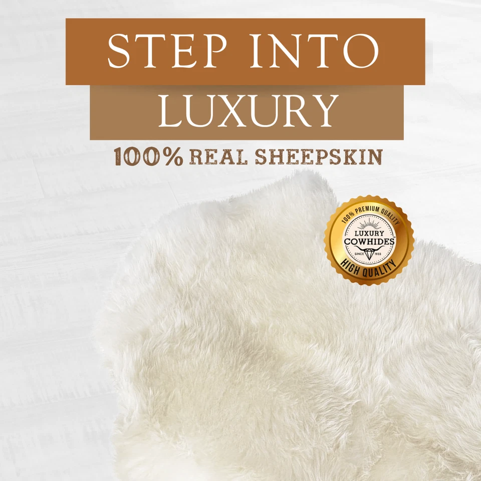Real Sheepskin Rug  Natural White  - Size 2 x 3'  Lambswool - Image 3 of 4