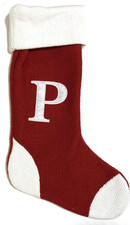 Initial P Red White Monogramed Knit Christmas Stocking 19" Inter-American