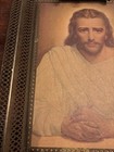 Vintage 1940-1950 Ornate Brass Framed Portrait Of Jesus With Light — photo 6