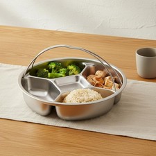 Divided Steamer Plate Deepened Design Round Portion Control Plate for Dieters