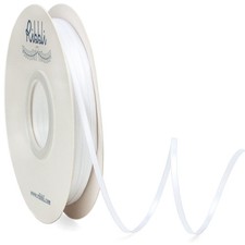 1/8 Inch X 100 Yard Thin White Double Faced Satin Ribbon For Wedding Crafts