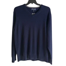 Daniel Cremieux Mens XL Navy Blue Cashmere V-Neck Pullover NWT