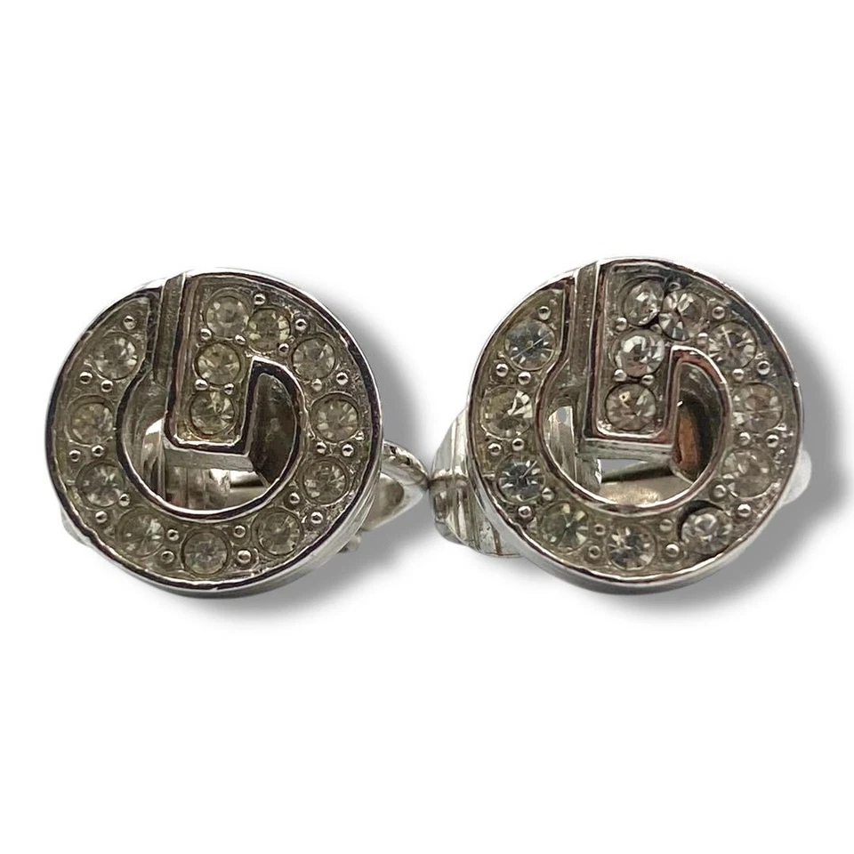 Pendientes GIVENCHY G Logo Estrás Tono Plata Tachuela Auténticos Excelentes de Japón Foto 3 de 4