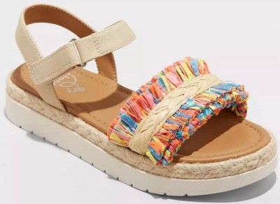 NEW Art Class Girl's Andi Espadrille Platform Open Toe Sandals Hook & Loop Sz 2