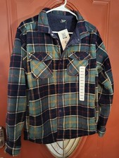 Member's Mark New Sherpa Lined Shacket Size Small Micro Fleece Plaid