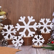 Winter Snowflake Decorations, 5PCS Christmas Decor White Standing Wooden Snow...