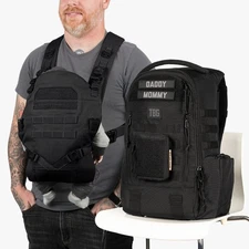 Tactical Baby Gear TBG Daypack Diaper Bag & Baby Carrier Bundle Pack in Black