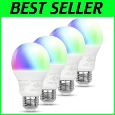 Smart A19 LED Bulbs, Alexa Control, Color Changing, 4-Pack