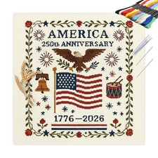 US 250th Anniversary Cross Stitch Kit,Personalized Patriotic Cross Stitch Kit...