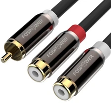 FosPower Y Adapter [8 inch] 1 RCA (Male) to 2 RCA (Female) Stereo Audio Y Ada...