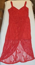 Lulus Meg Red Lace Tulip Hem Cocktail Party Dress Size MEDIUM V Neck Spring