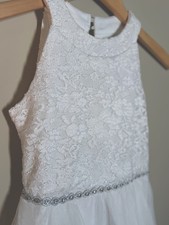 Speechless Girls Sleeveless White Glitter Lace Dress Tulle Party Formal Size 8