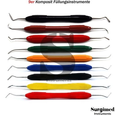 Lot of 9 Dentist Composite Modelling Filling Instruments Preserving Silicone Handle
