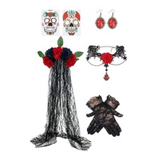 5Pcs Day of The Deads Costume Accessories Halloween Fancy Dress Cosplay Costume