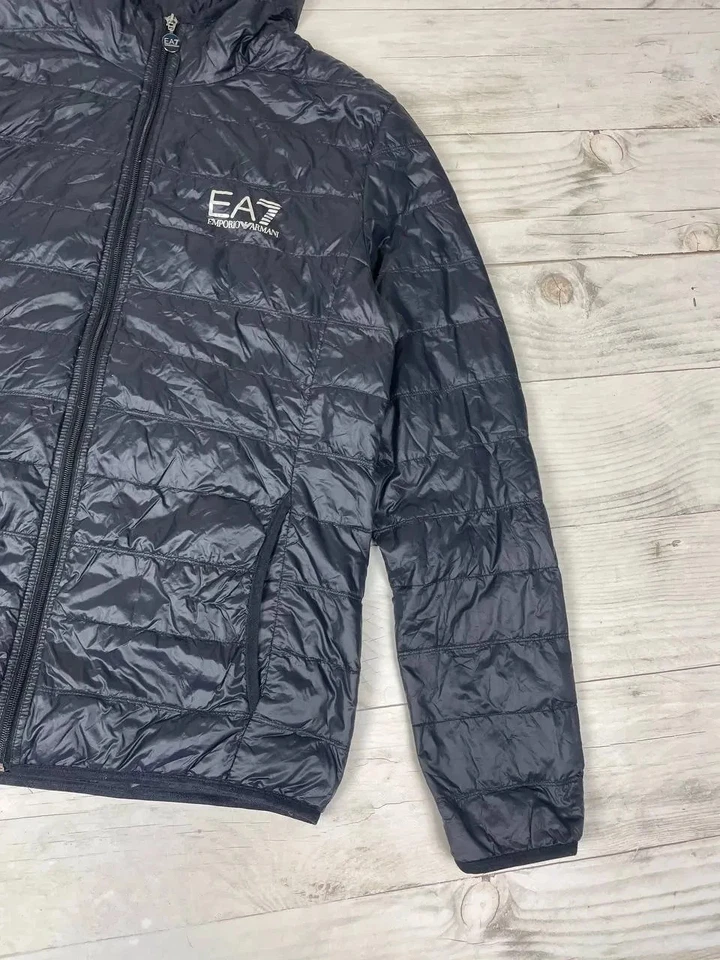 Emporio Armani EA7 Down Puffer Jacket Hooded Men Size 2XL Black - Image 4 of 4