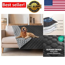 Elegant Double-Sided Waterproof Dog Blanket - 52x82 Inch Reversible Charcoal
