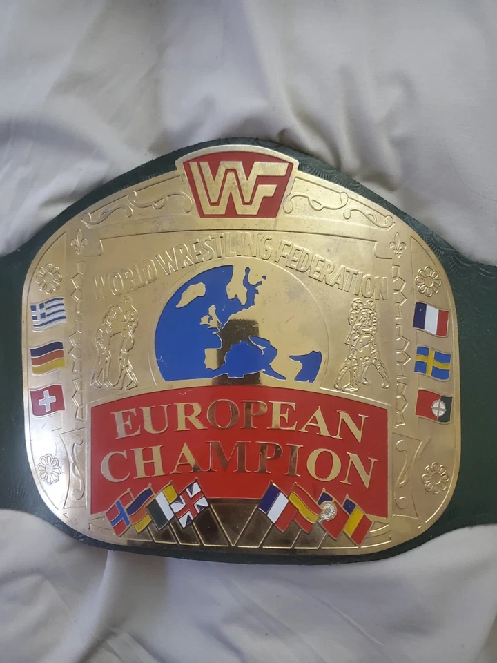 Custom WWF European championship belt with a green strap! - Image 3 of 4
