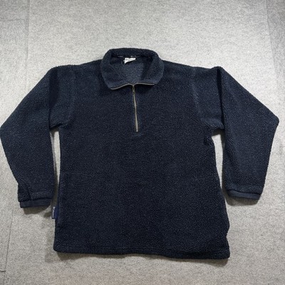 Vintage Columbia Sherpa Fleece Pullover Mens M Navy Quarter Zip Made in USA