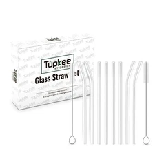 8 Pack Reusable Glass Straws - For Tupkee 14-Ounce Double Wall Glass Tumbler