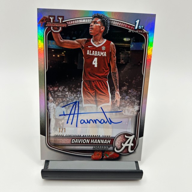 2025-26 Bowman Basketball #PA-DH Davion Hannah Platinum Border 1/1 Auto Alabama