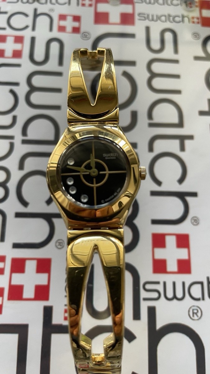 Swatch For Your Eyes Only YSG115G Ladies 25mm James Bond 007 Gold