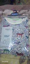 M&S Girls 12-13 Years Long Sleeve Zebra Print Pyjama Set Stretch