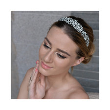 Women'S Austrian Crystal Wedding Flower Cluster Hair Band Clear Silver-Tone