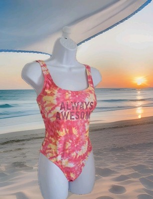 EMME JORDAN Swimsuit One Piece M Watercolor Tie Dye Print Removeable Pads NWT 